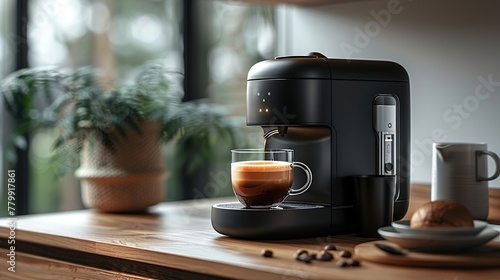 professional coffee brewing machine  Coffee machine pouring coffee  very sophisticated for use at home