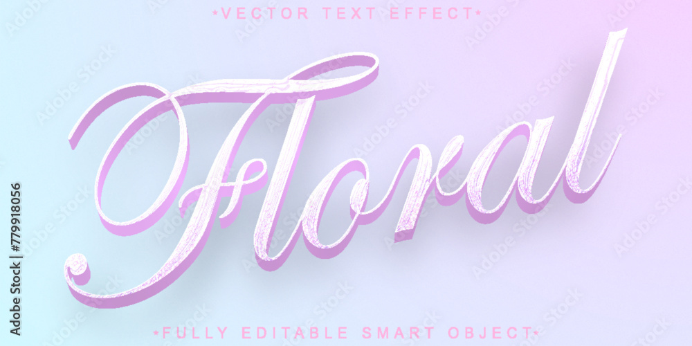 Pink Cute Soft Elegant Floral Vector Fully Editable Smart Object Text Effect