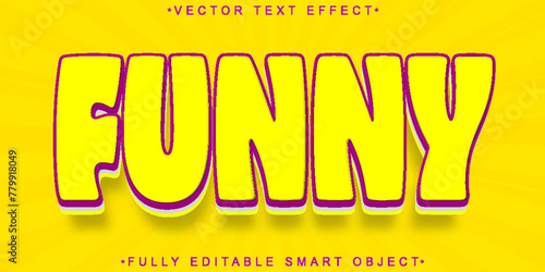 Cartoon Yellow Funny Vector Fully Editable Smart Object Text Effect