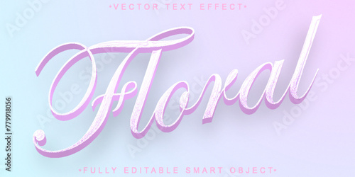 Pink Cute Soft Elegant Floral Vector Fully Editable Smart Object Text Effect