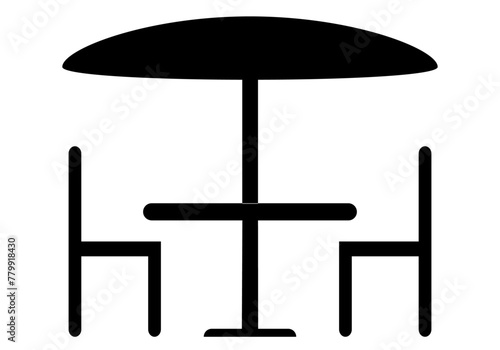 Icono de terraza con sombrilla. Hostelería. Mobiliario de jardín
