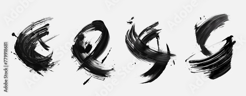 creative whole collection of black and white brushstrokes
