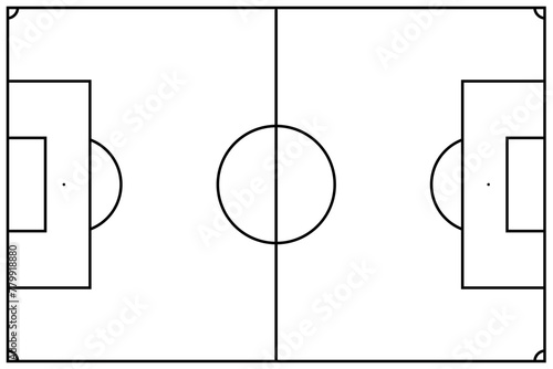 Принти на полотні Simplified illustration of a soccer field with distinct black lines and circle at center