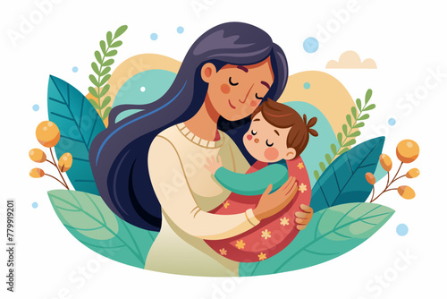 Envision the softness of a mothers lullaby wrapping a child in a cocoon of security and love on  white background
