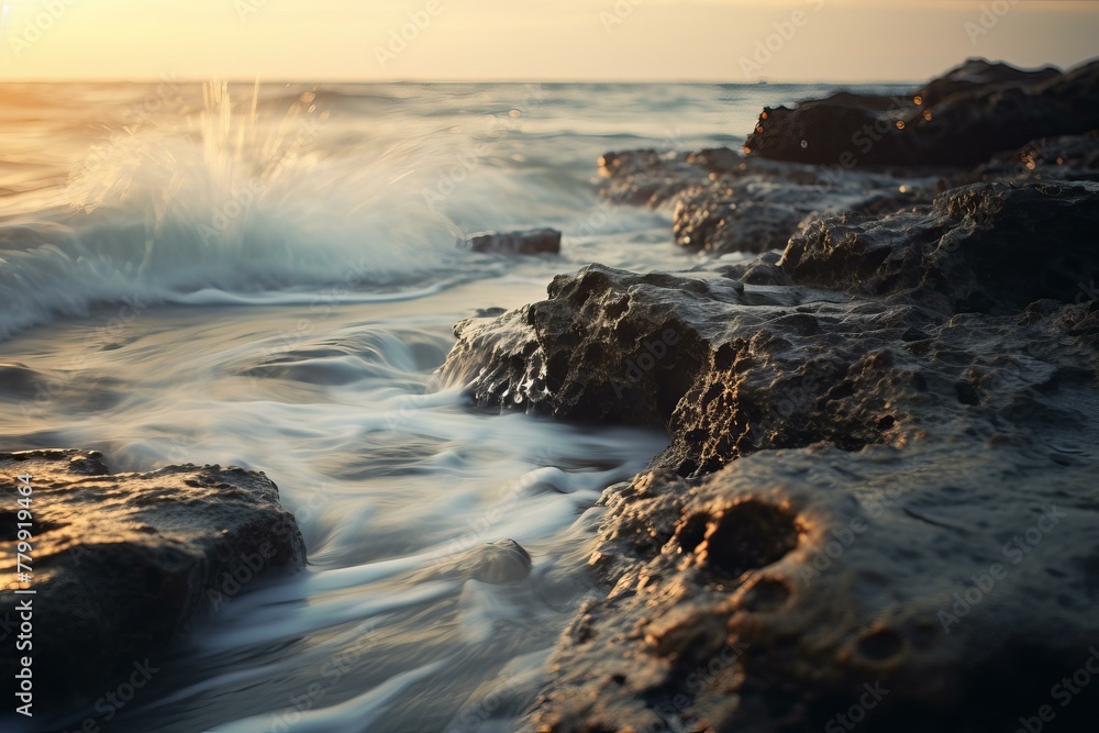 Captivating Selective focus sea. Water cool. Generate Ai