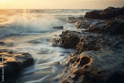 Captivating Selective focus sea. Water cool. Generate Ai