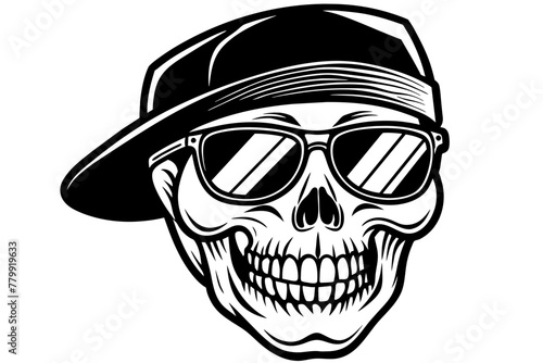 closeup-of-a-skull-that-smiles--has-sunglasses vector illustration  © Jutish