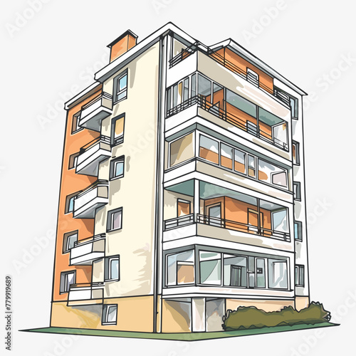 vector multi-story house on a white background .Generative AI