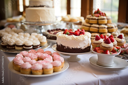 A tempting assortment of delectable desserts displayed on a crisp white tablecloth, perfect for a birthday celebration.