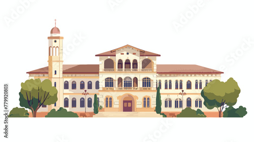 Old high school prizren kosovo flat vector isolated