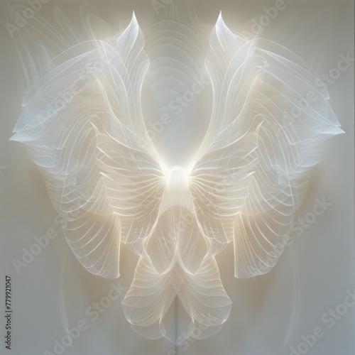 The background graphic is a combination of light lines that create the shape of the wings.