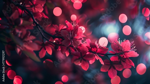 A close up of a flower with red petals and pink buds  AI