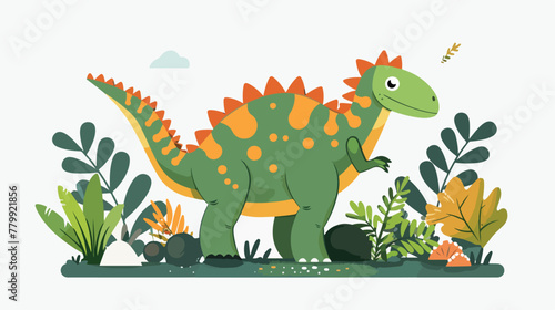 PapaSaur Cute dinosaur Vector illustration flat vector