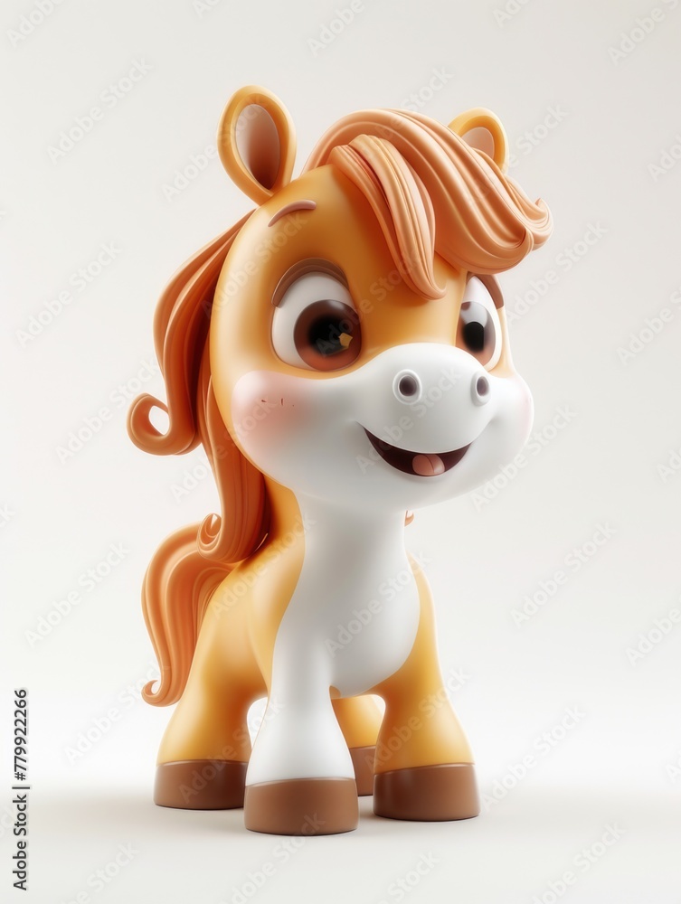 A close up of a toy horse on a white surface.