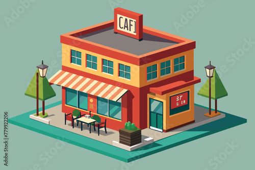 create a 3 D building design and write a cafe sign © Nayon Chandro Barmon