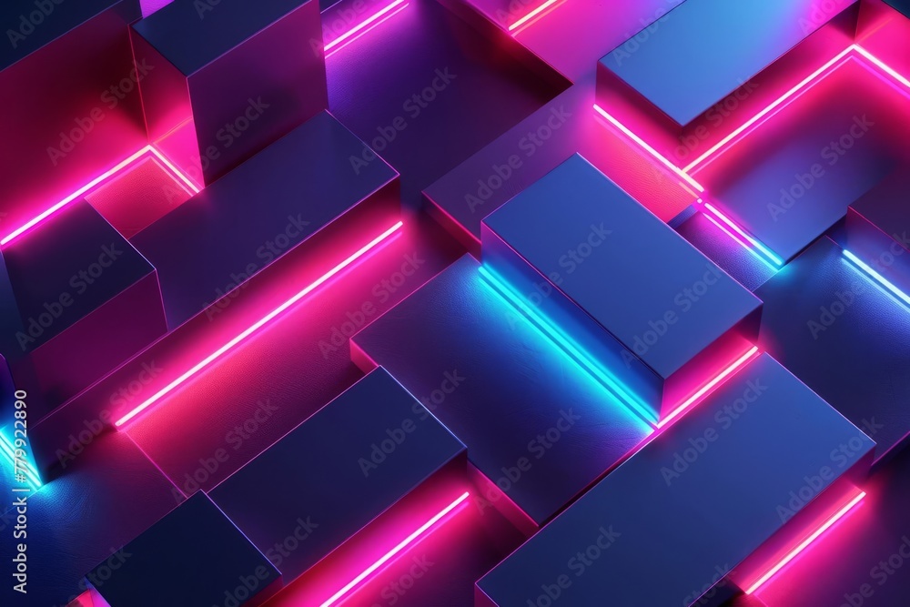 Futuristic 3D abstract background with glowing neon shapes, digital art Futuristic 3D abstract background with glowing neon shapes, digital art