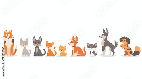 Pets growth stages set of isolated icons cartoon character © Ayyan