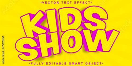 Cartoon Yellow Kids Show Vector Fully Editable Smart Object Text Effect