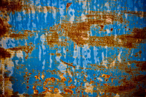 Blue rusted wet metal texture