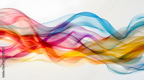 abstract colorful smoke wave on white background, Vibrant abstract rainbow wave background ,Iridescent wavy smoky lines on a white background ,Abstract transparent color wave flow ,Spectrum wave color