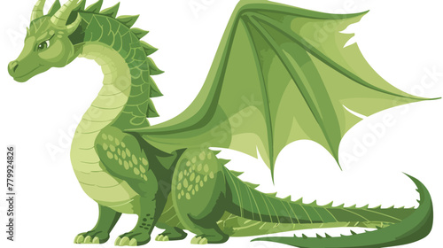Rendering of a green fairy tale dragon isolated on white