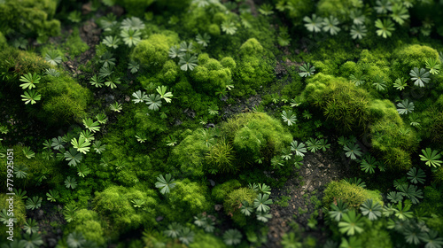 Lush Green Moss and Succulents Top View for Natural Backgrounds