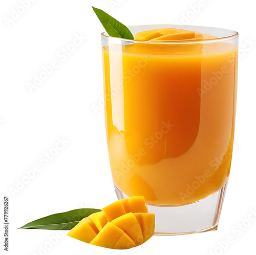 Sweet mango juice in a glass jar on a transparent background (ID: 779926267)