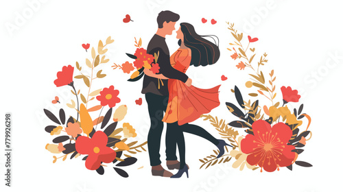 Romantic couple flat vector isolated on white background