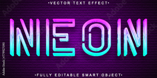 Neon Bubble Vector Fully Editable Smart Object Text Effect