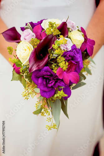 Rose and plum calla lily bridal bouquet
