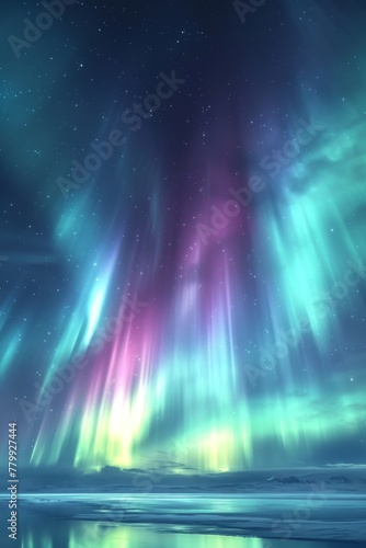 Beautiful abstract aurora northern lights in night sky. © Joyce