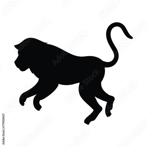silhouette of a baboon on white
