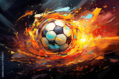 generated illustration of moving soccer ball around splash