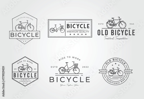 set of bicycle or bike line art logo vector illustration design © rizka arishandy