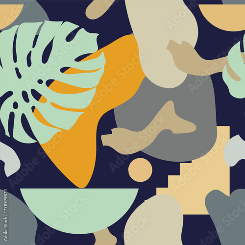 Abstract seamless pattern in modern simple style. Tropical nature inspired. D...