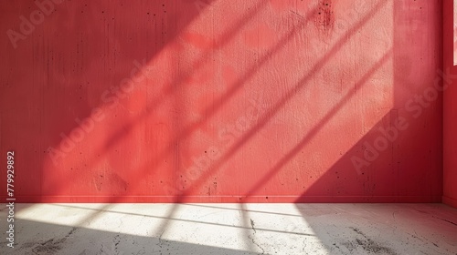 Minimal abstract light red background for product presentation. Shadows and light from the window on the cement wall --ar 16 9 --style raw Job ID  3a58d6c1-a214-444b-88c4-331d486fc21e