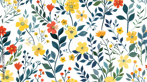 Seamless Floral Pattern in vector flat vector isolated