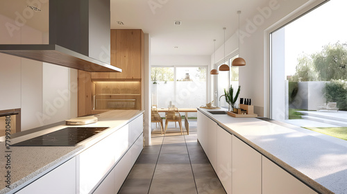 Wallpaper Mural Modern Wooden Kitchen Interior with Elegant Lighting Torontodigital.ca