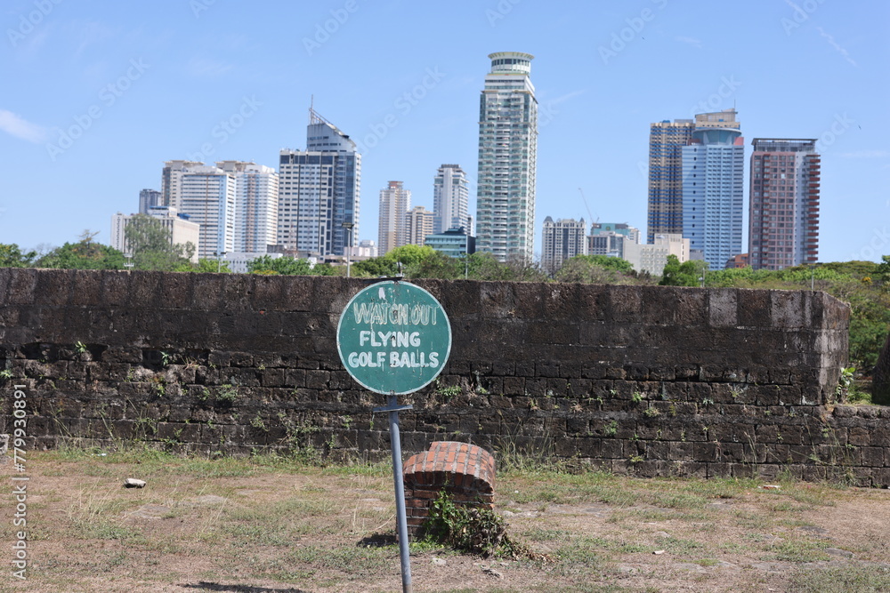 General MacArthur watch out for flying golf balls sign left over from ...