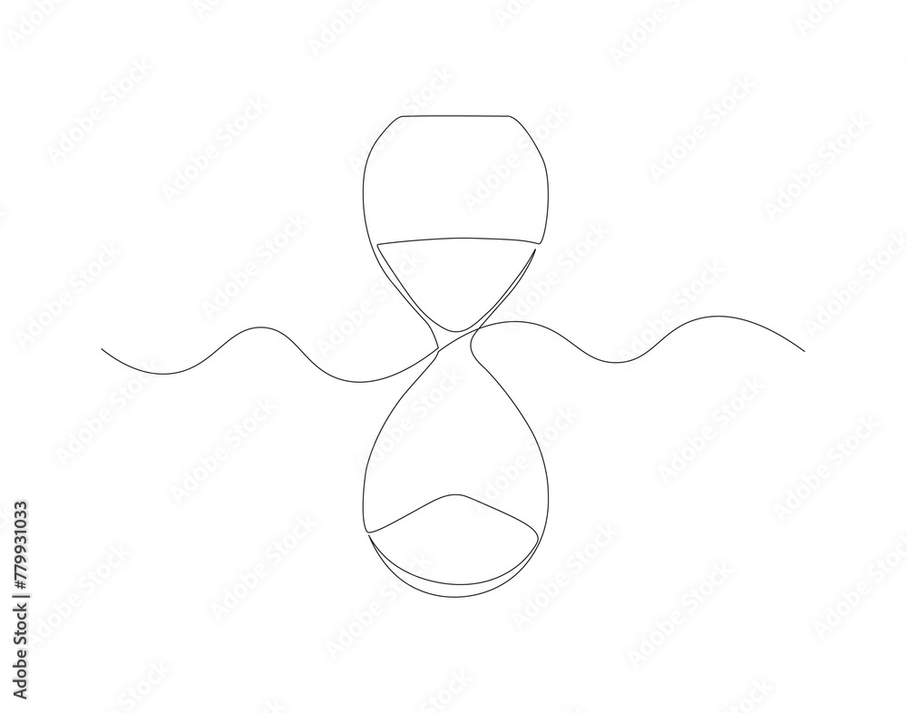Continuous line drawing of hourglass. One line of hourglass. Hourglass continuous line art. Editable outline. Continuous line drawing of hourglass. One line of hourglass. Hourglass continuous line art. Editable outline.