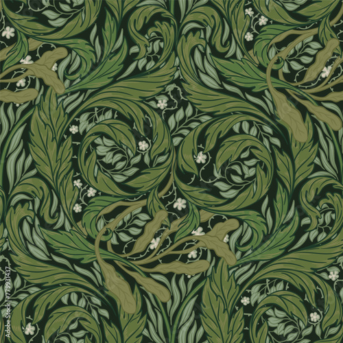 Floral vintage seamless pattern for retro wallpapers. Enchanted Vintage Flowers. Arts and Crafts movement inspired. Design for wrapping paper, wallpaper, fabrics and fashion clothes.
