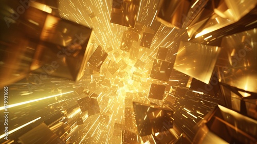 a gold and silver cubes with sparks © John