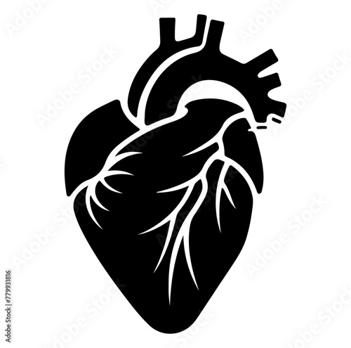 Human heart organ with aorta and arteries flat vector icon