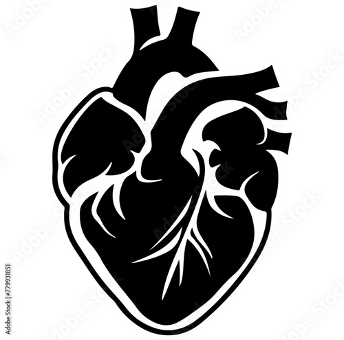 Human heart organ with aorta and arteries flat vector icon
