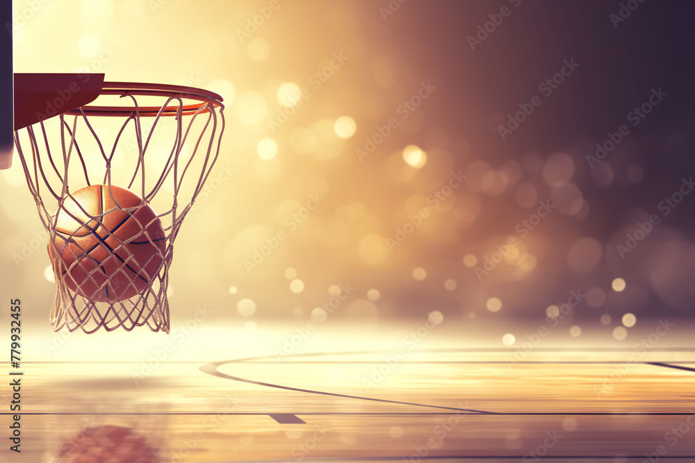 Basketball background with a ball scoring