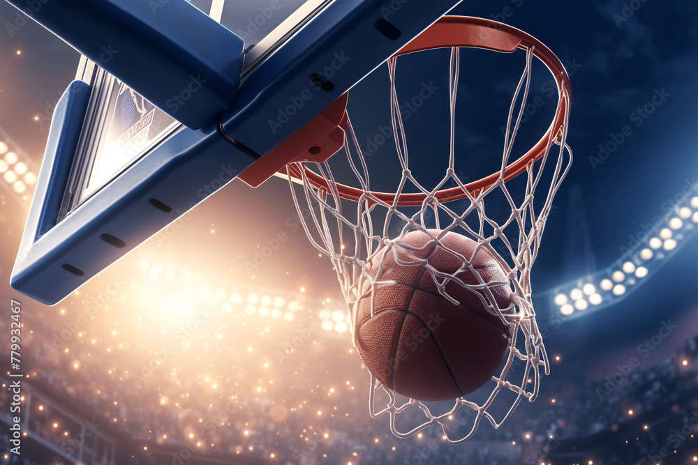 Basketball background with a ball scoring Basketball background with a ball scoring