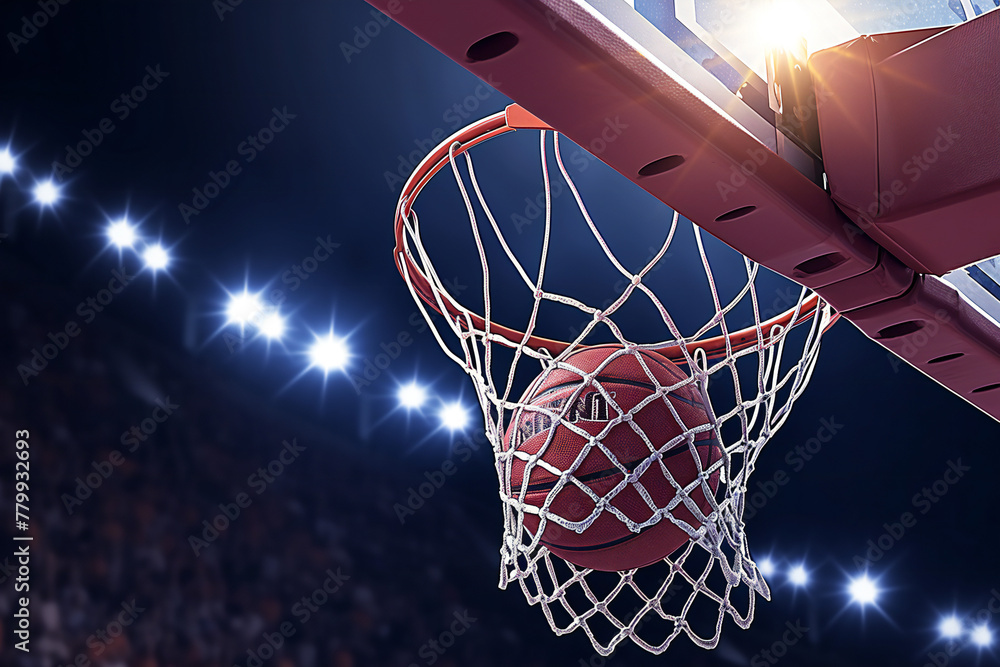 Basketball background with a ball scoring