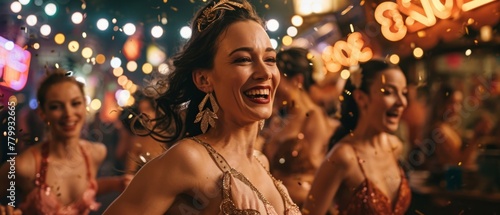 woman dancing happy in nightclub photo