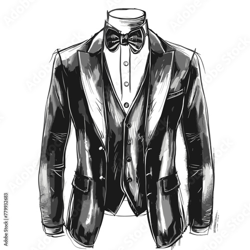 vector men's tuxedo suit on white background .Generative AI photo