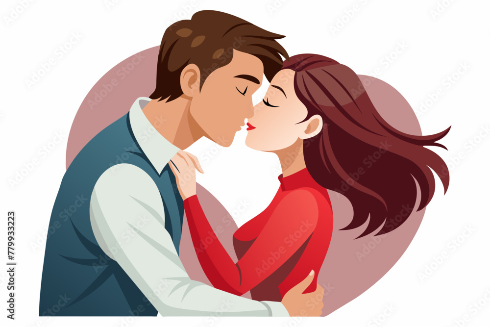 Kissing couple on white background. Kissing couple on white background.